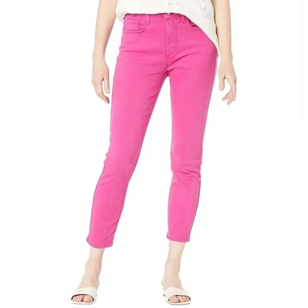 7 For All Mankind Jen7 Cropped Skinny Jeans in Hot Pink